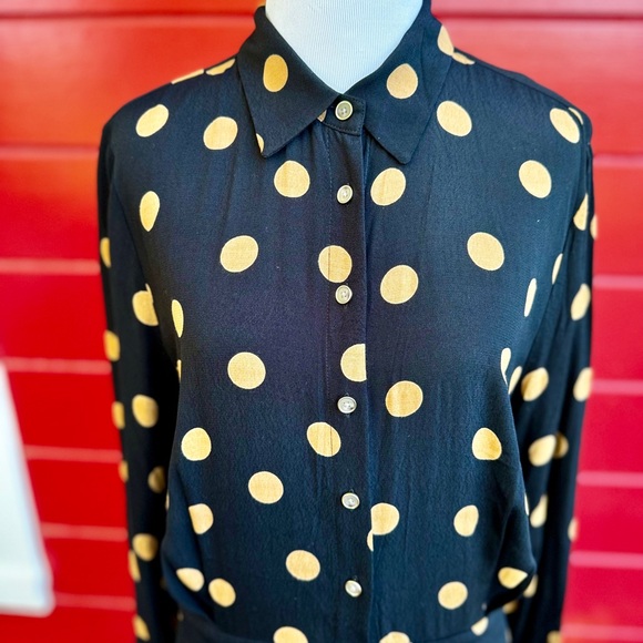 Anthropologie  Loveland Polka Dot Wide Leg Jumpsuit Romper size 10 - Picture 9 of 14